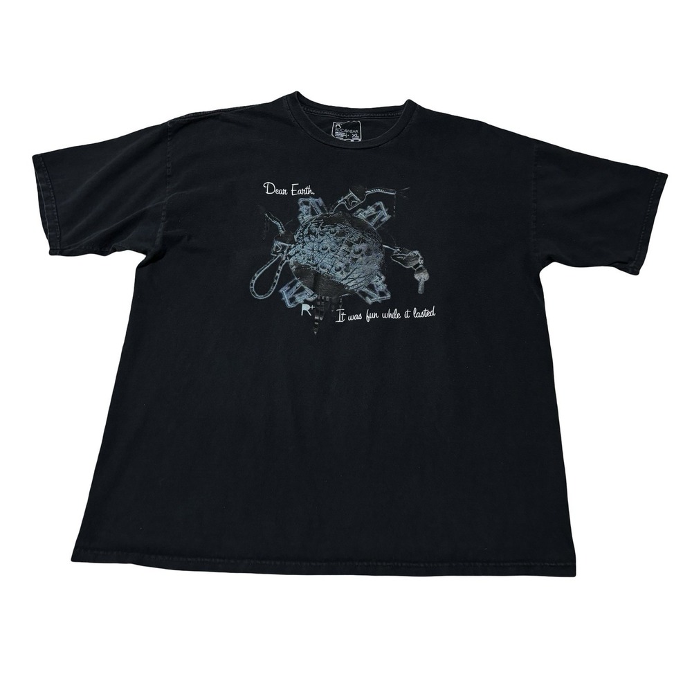 ROCAWEAR Dear Earth It Was Fun While It Lasted Streetwear Shirt Grunge XL 23x28